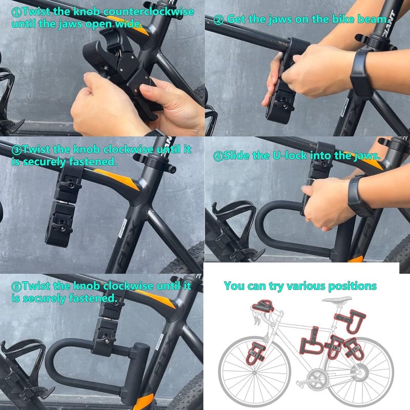 SODOI U-Lock Holder/Clamp for Kryptonite and Most Other U-Locks, Heavy Duty Use, No Noise, Suitable for Round Tube Bike Frame - Image 3